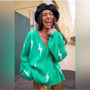 Dressed in LALA oversized lightning bolt sweater